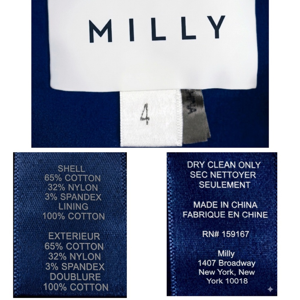 Milly Beatrice Navy Blue One Shoulder Embroidered Midi Dress Size 4 - Picture 5 of 9